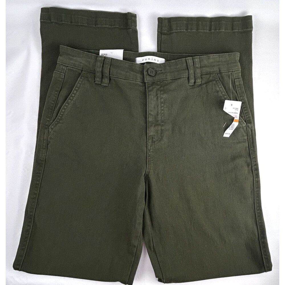 Eunina Jasper High Rose Straight Trouser Pants Dark Green Size 3 26W NWT